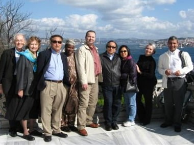 NIC Delegation to Turkey: (LtoR ) Ed Hiestand, Nancy Hiestand, 
K.P. Chung, Amos Oladipo, Sherif Soyan, 
Bishop Jung, Im Jung, Catiana McKay, David Lagos-Fonseca.