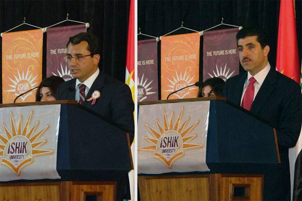 On the right, Prime Minister Nechirvan Barzani; on the left, Turkey's Consul General Mr. Ahmed Yildiz