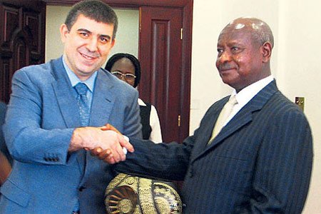 TUSKON Secretary General Mustafa Günay with Uganda President Yoweri Kaguta Museveni in this handout photo TUSKON made available on Sunday.