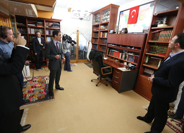 Mr Gulen's study: From here he manages a big network of followers