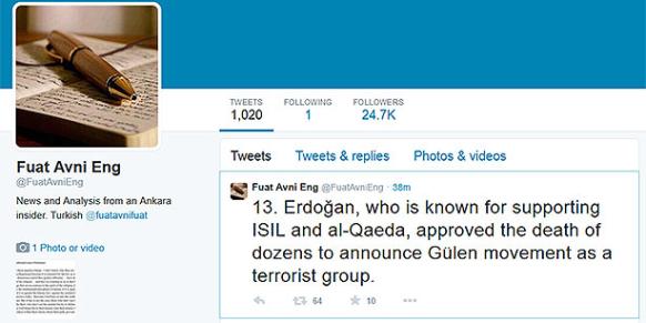 A screenshot taken from whistleblower fuatavni’s Twitter account. (Photo: Today's Zaman)