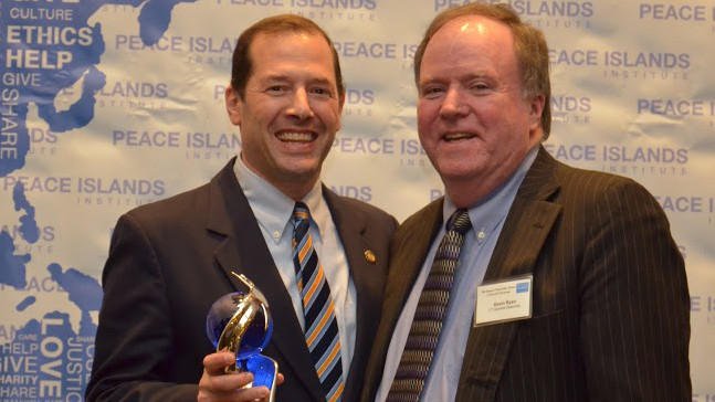 Rep. Andy Fleischmann (D-West Hartford) receives the Statesman of the Year Award standing with Rep. Kevin Ryan (D-Montville) on right (Posted by jim.carson, Community Contributor)