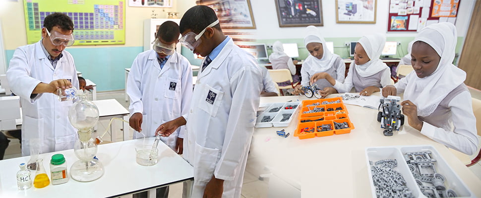 Students during experiments at a Nigerian Turkish School