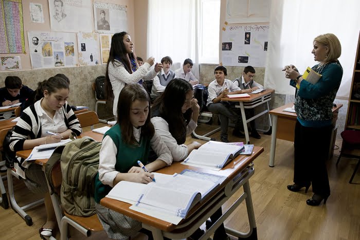 A teacher and a middle school student talk during a class lecture at the Gülen-affiliated Refaiddin Şahin Friendship School in Batumi, Georgia, in April 2013. Some Eurasian states, including Georgia, Kyrgyzstan and Kazakhstan, have so far resisted Turkey’s calls to close Gülen-affiliated schools. (Photo: Justin Vela)