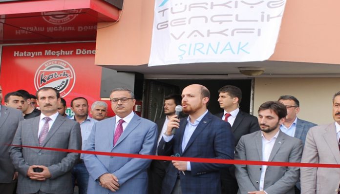 President Erdoğan's son Bilal Erdoğan and TUGVA's İsmail Emanet attend the opening ceremony of a facility of TUGVA in Şırnak province.