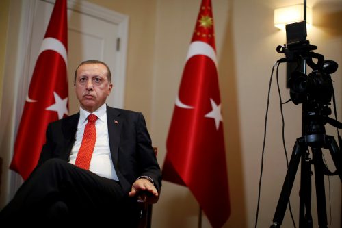 Turkish President Tayyip Erdogan prepares for an interview in New York City, September 19, 2016. REUTERS/Brendan McDermid.