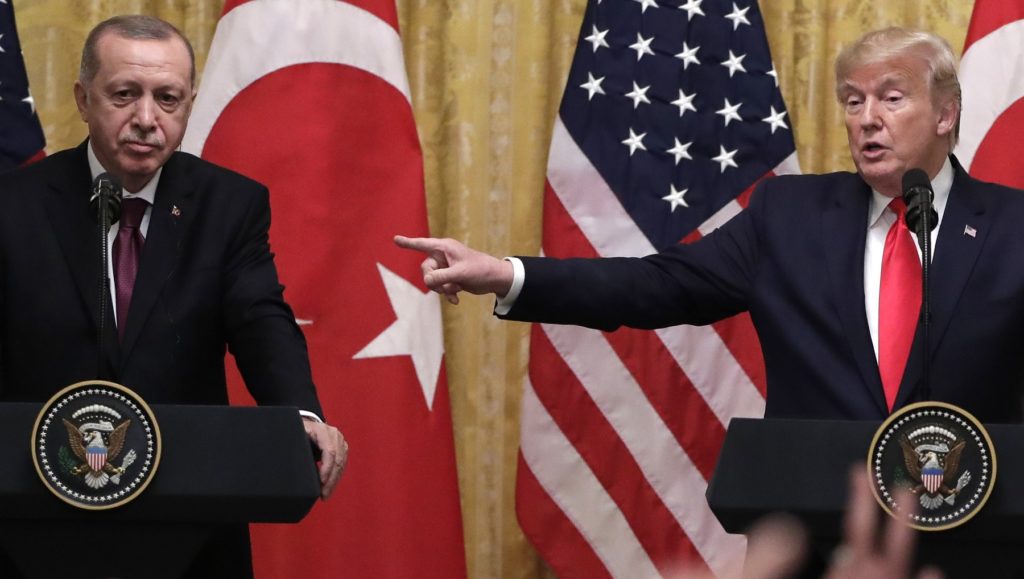 President Donald Trump speaks during a news conference with Turkish President Recep Tayyip Erdogan in the East Room of the White House, Wednesday, Nov. 13, 2019, in Washington. (AP Photo/ Evan Vucci)